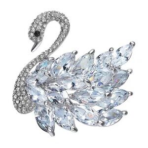 Elegant Crystal Swan Brooch